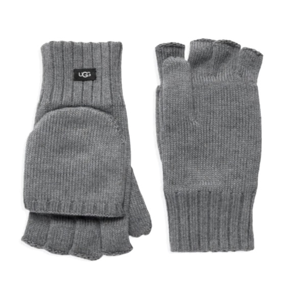 UGG Men’s Knit Flip Top Gloves/Mittens in Gray - Picture 1 of 12